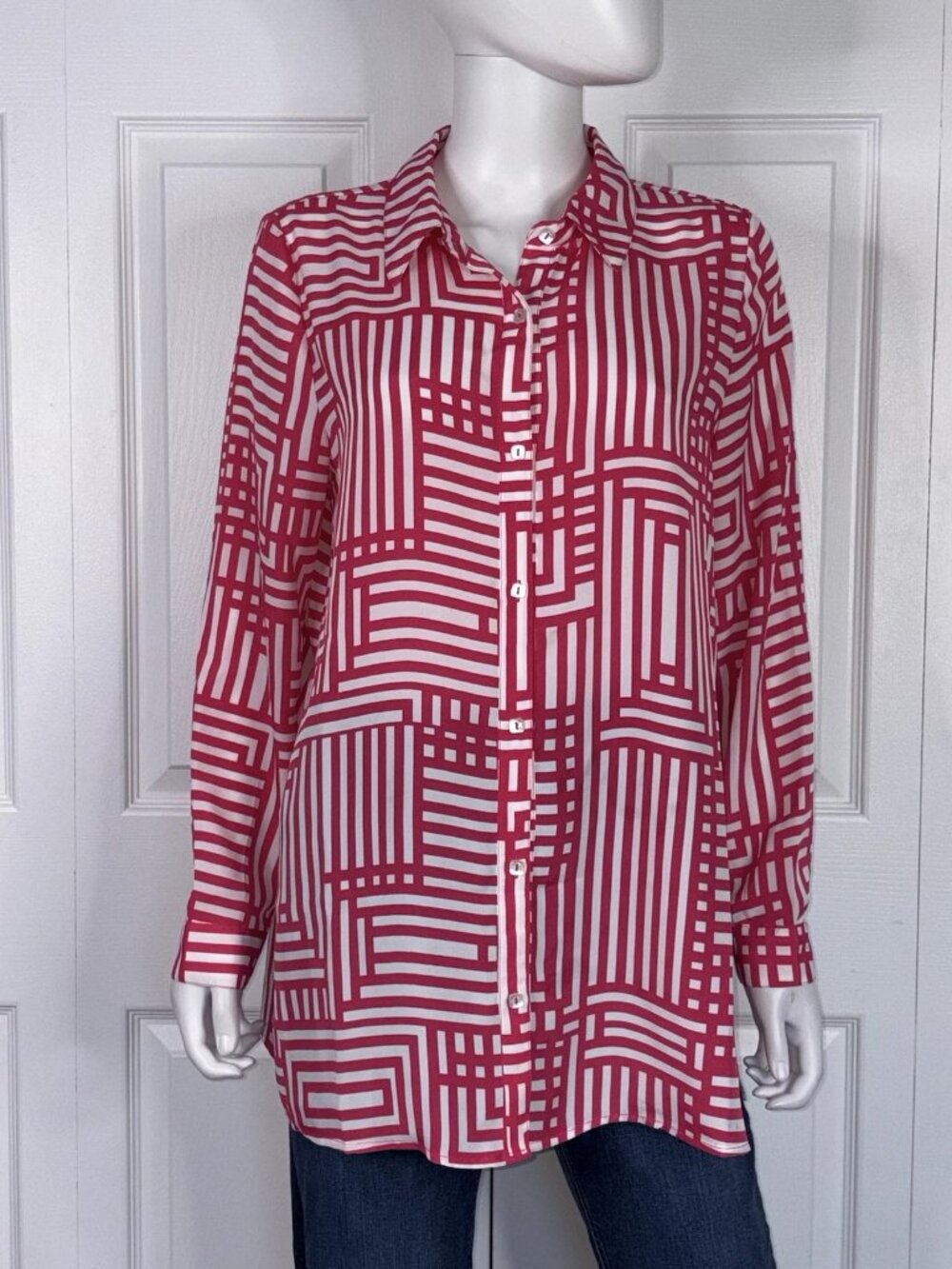 SUSAN GRAVER women's long-sleeve blouse size 8